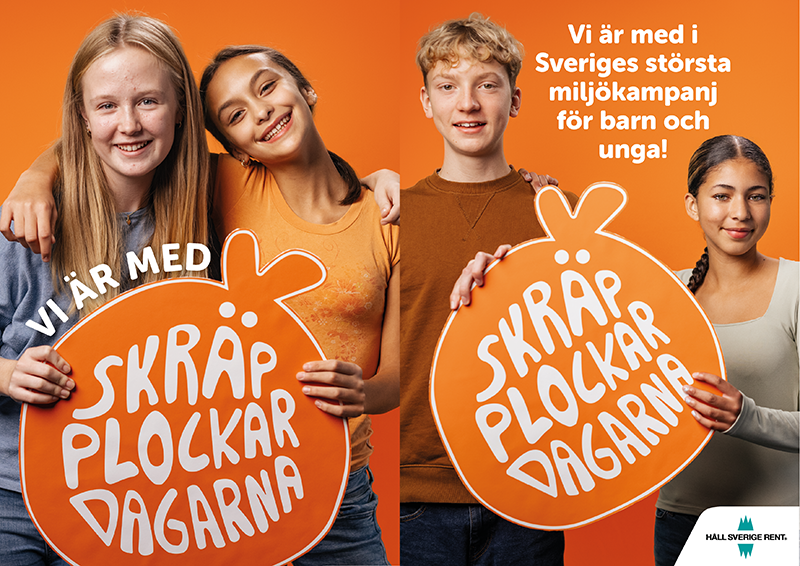 Bild på två ungdomar, reklam " håll sverige rent "
