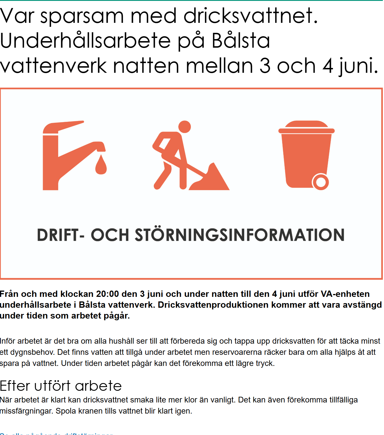 information från Håbo kommun om underhållsarbete