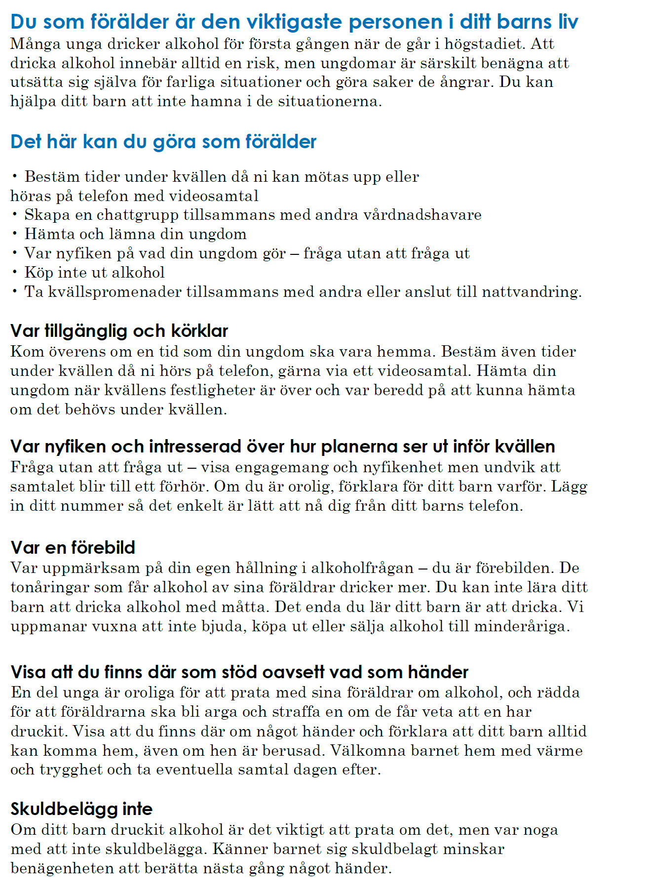 information från gällande nattvandring 